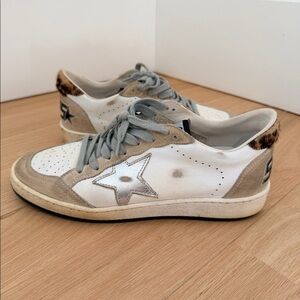 Like New Women's Golden Goose Ball Star sneakers with leopard print. Size 38.